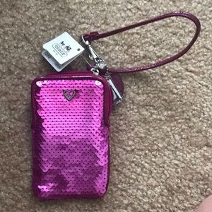 Coach Magenta Sequin Wristlet